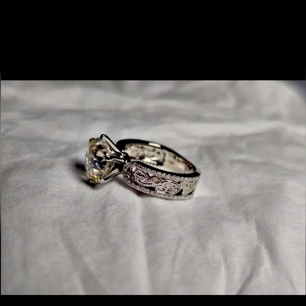 SOLD— 2.5ct Old European cut moisanite- 10K WG Ring
